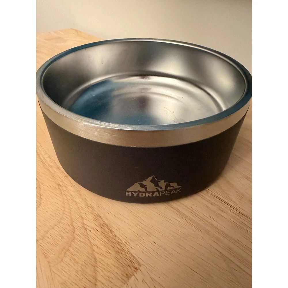 Hydrapeak Stainless Steel Dog Bowl 4 Cup Insulated Non-Slip Pet Dish Gray